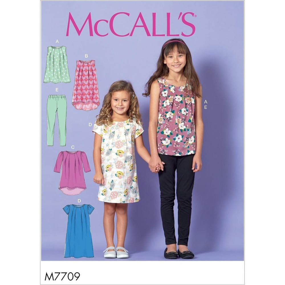 McCall's Sewing Pattern M7709 Girls Size 3-6 Tops Dresses Leggings Uncut FF